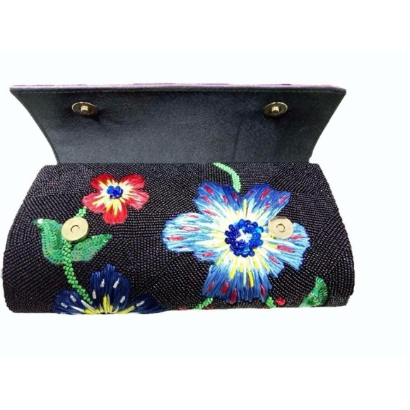 NWT Handmade Multi Beaded Floral Clutch by 
Anthropologie. - Picture 2 of 4
